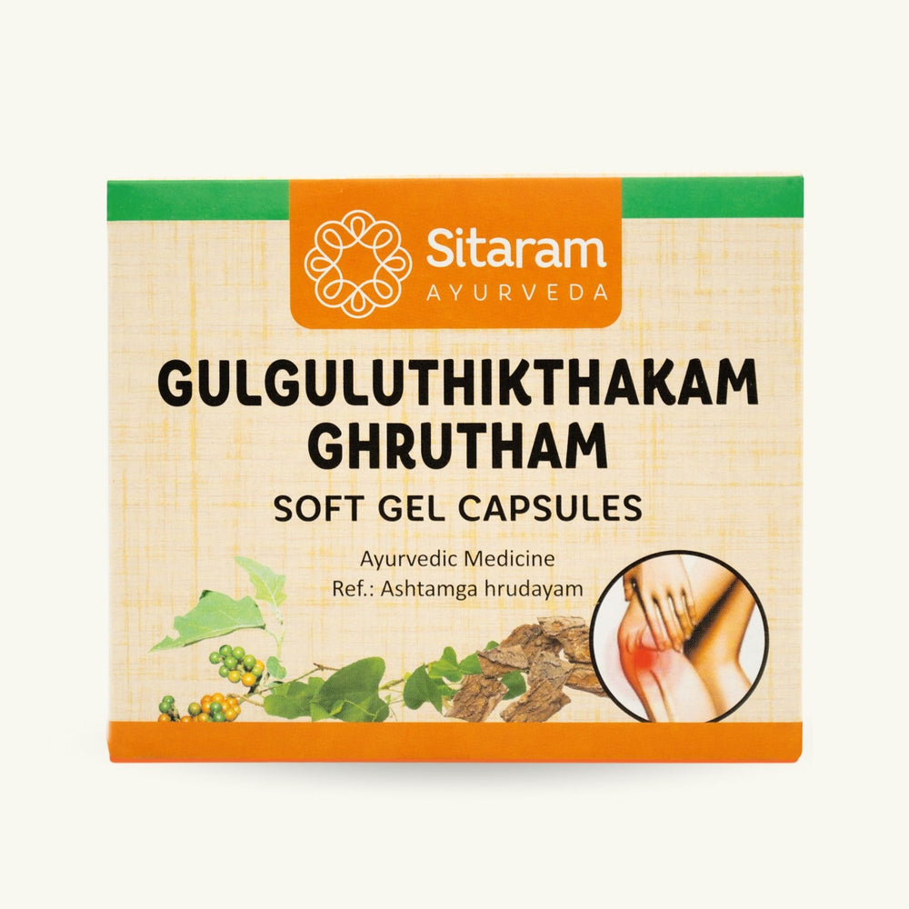 Sitaram Ayurveda, Gulgulu Thiktakam Ghrutham Soft Gel Capsules, 100 capsules, Ayurvedic supplement
