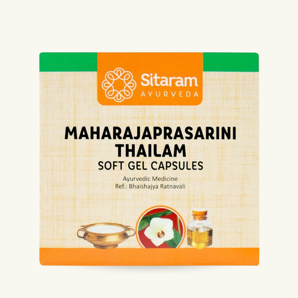 Sitaram Ayurveda, Maharaja Prasarini Thailam Softgel Capsules, 100 capsules, classical Ayurvedic Thailam