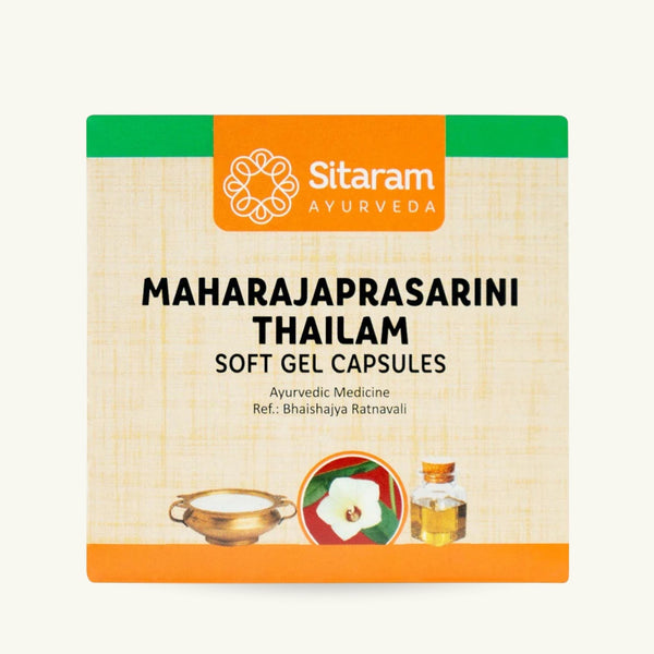 Sitaram Ayurveda, Maharaja Prasarini Thailam Softgel Capsules, 100 capsules, classical Ayurvedic Thailam